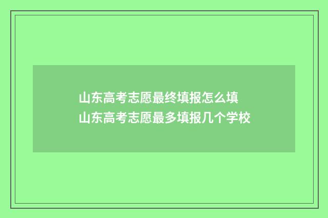 山东高考志愿最终填报怎么填 山东高考志愿最多填报几个学校