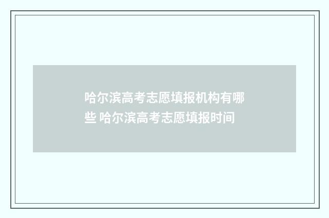 哈尔滨高考志愿填报机构有哪些 哈尔滨高考志愿填报时间