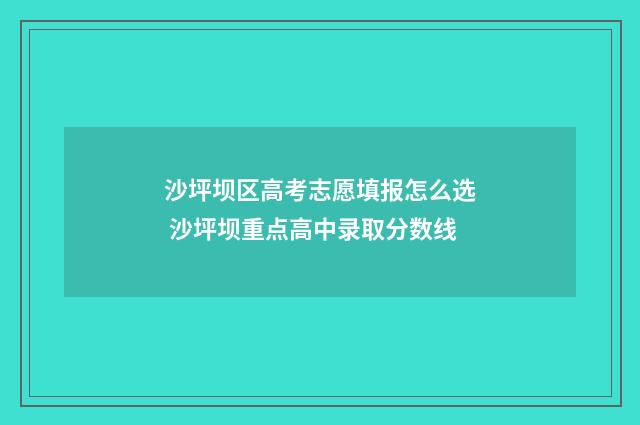沙坪坝区高考志愿填报怎么选 沙坪坝重点高中录取分数线