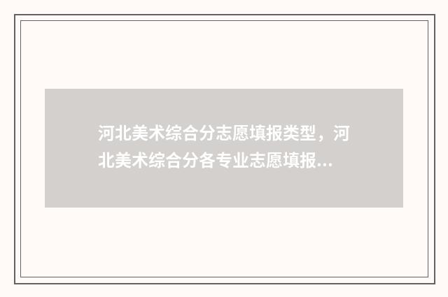 河北美术综合分志愿填报类型，河北美术综合分各专业志愿填报类型划分 河北美术综合分一分一档2024