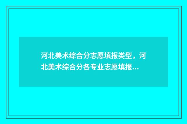河北美术综合分志愿填报类型，河北美术综合分各专业志愿填报类型划分 河北美术综合分一分一档2024
