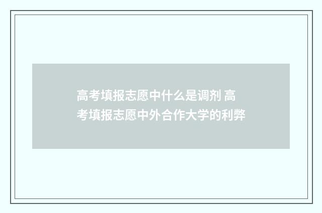 高考填报志愿中什么是调剂 高考填报志愿中外合作大学的利弊