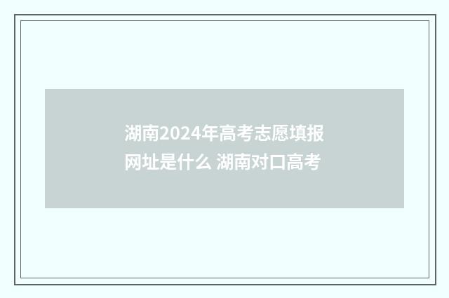 湖南2024年高考志愿填报网址是什么 湖南对口高考
