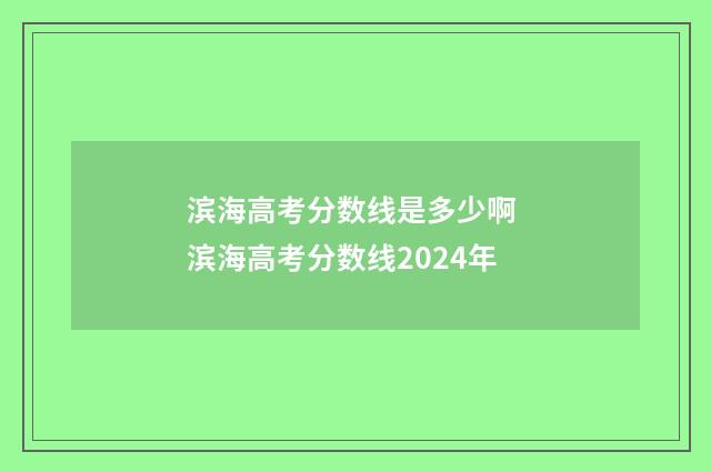 滨海高考分数线是多少啊 滨海高考分数线2024年