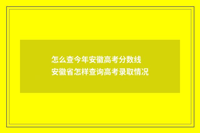 怎么查今年安徽高考分数线 安徽省怎样查询高考录取情况