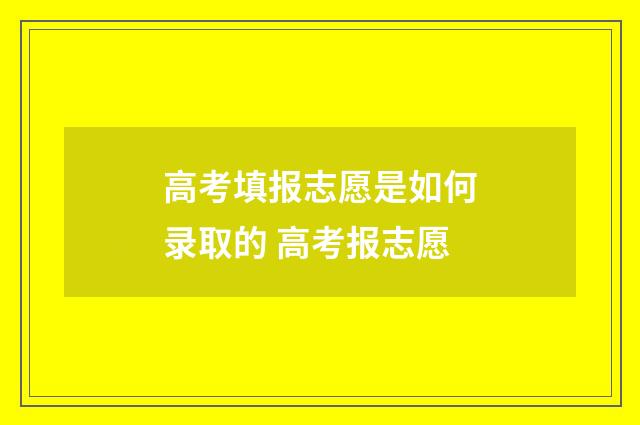 高考填报志愿是如何录取的 高考报志愿