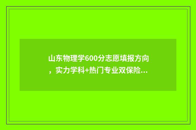 山东物理学600分志愿填报方向,实力学科+热门专业双保险 山东物理高考多少分