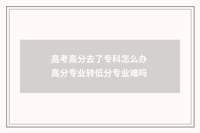 高考高分去了专科怎么办 高分专业转低分专业难吗