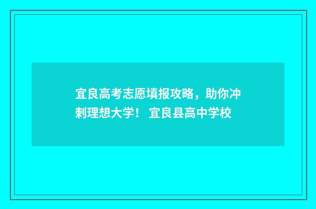 宜良高考志愿填报攻略，助你冲刺理想大学！ 宜良县高中学校