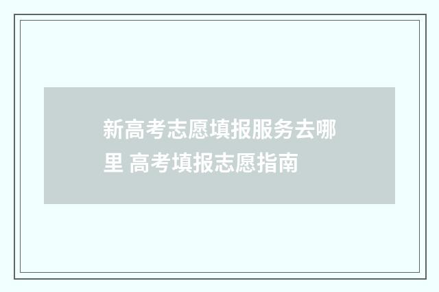 新高考志愿填报服务去哪里 高考填报志愿指南