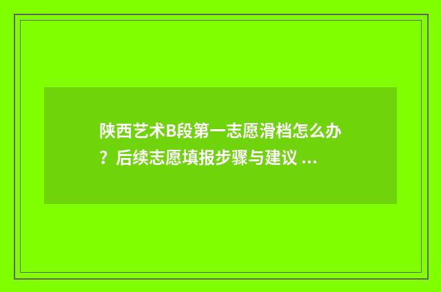 陕西艺术B段第一志愿滑档怎么办?后续志愿填报步骤与建议 陕西艺术类c段录取结果何时出来
