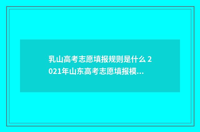 乳山高考志愿填报规则是什么 2021年山东高考志愿填报模板