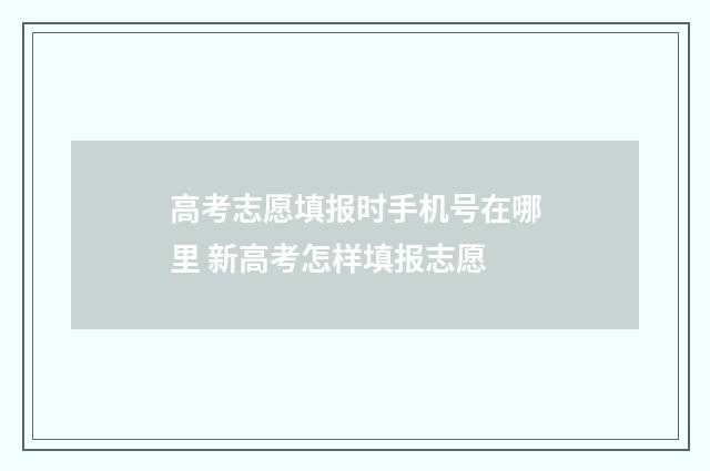 高考志愿填报时手机号在哪里 新高考怎样填报志愿