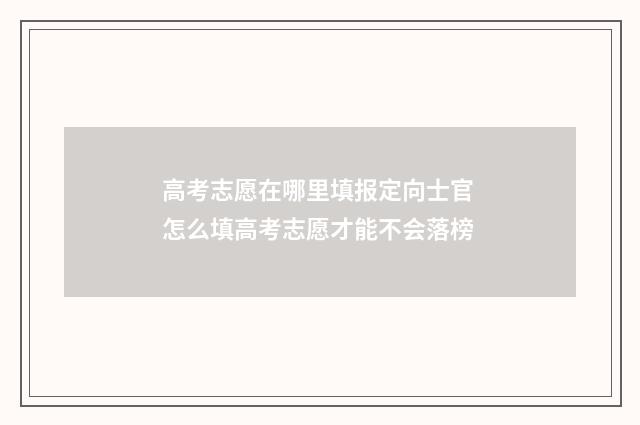 高考志愿在哪里填报定向士官 怎么填高考志愿才能不会落榜