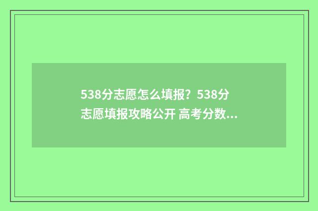 538分志愿怎么填报?538分志愿填报攻略公开 高考分数线538能报什么大学