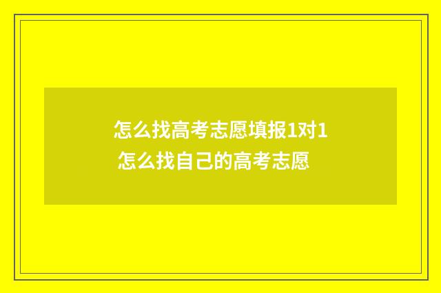 怎么找高考志愿填报1对1 怎么找自己的高考志愿