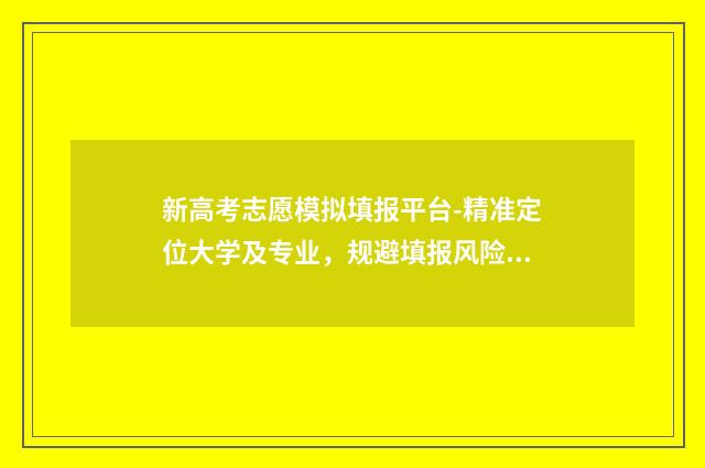 新高考志愿模拟填报平台-精准定位大学及专业，规避填报风险 新高考志愿模拟辅助器