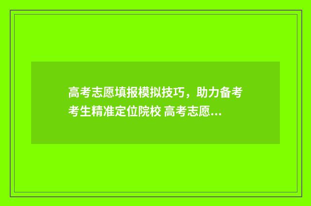 高考志愿填报模拟技巧,助力备考考生精准定位院校 高考志愿填报模拟表
