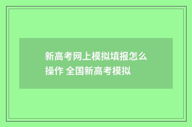 新高考网上模拟填报怎么操作 全国新高考模拟