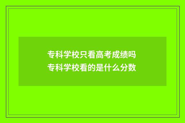 专科学校只看高考成绩吗 专科学校看的是什么分数