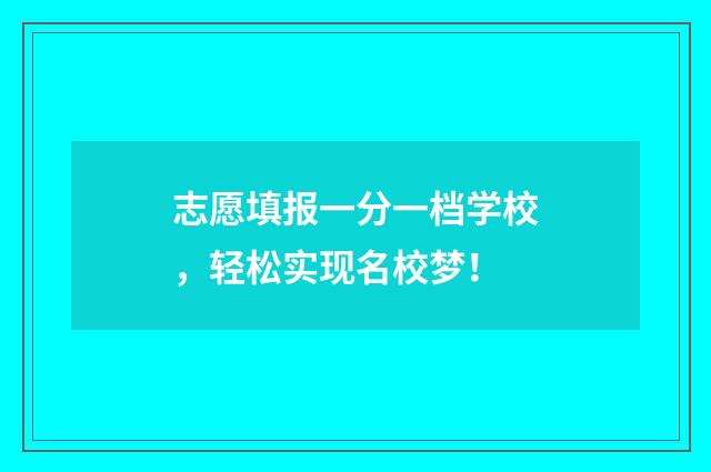 志愿填报一分一档学校,轻松实现名校梦!