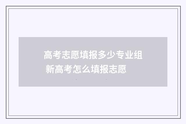 高考志愿填报多少专业组 新高考怎么填报志愿