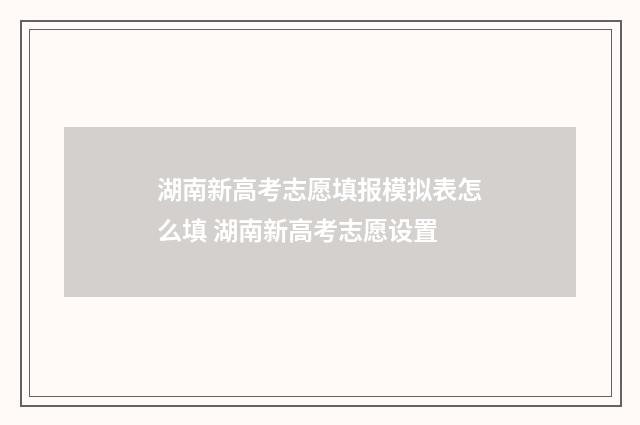 湖南新高考志愿填报模拟表怎么填 湖南新高考志愿设置