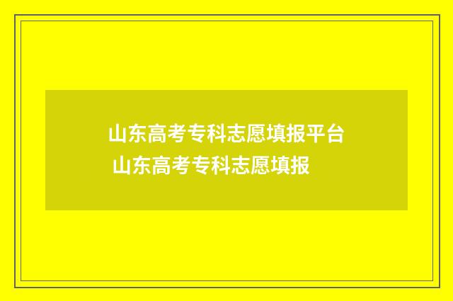 山东高考专科志愿填报平台 山东高考专科志愿填报