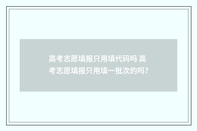 高考志愿填报只用填代码吗 高考志愿填报只用填一批次的吗?