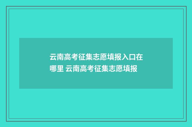 云南高考征集志愿填报入口在哪里 云南高考征集志愿填报