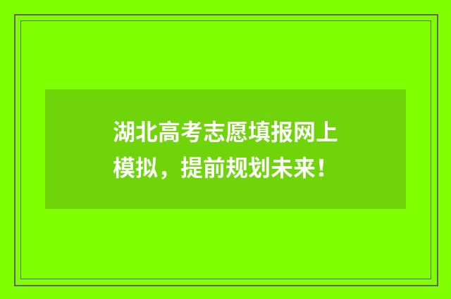 湖北高考志愿填报网上模拟,提前规划未来!