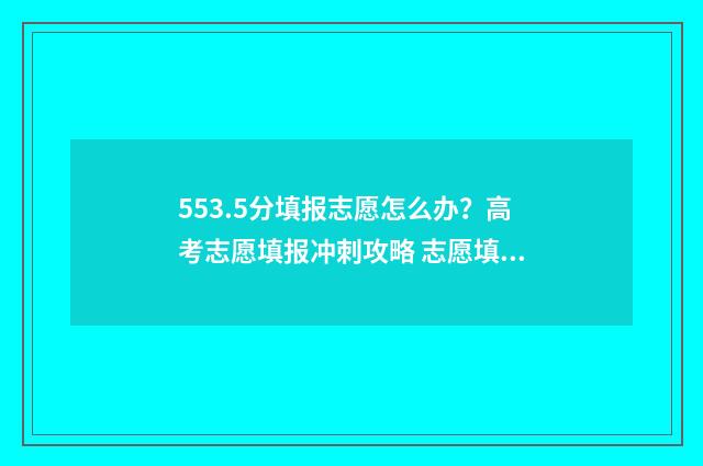 553.5分填报志愿怎么办?高考志愿填报冲刺攻略 志愿填报105%