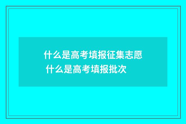 什么是高考填报征集志愿 什么是高考填报批次
