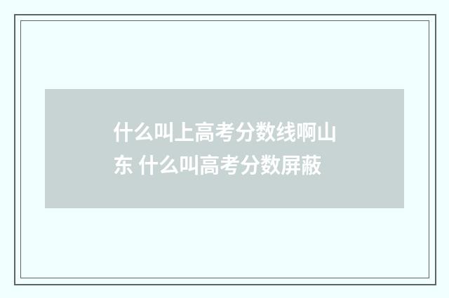 什么叫上高考分数线啊山东 什么叫高考分数屏蔽