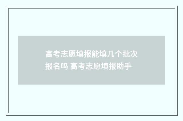 高考志愿填报能填几个批次报名吗 高考志愿填报助手