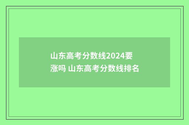 山东高考分数线2024要涨吗 山东高考分数线排名