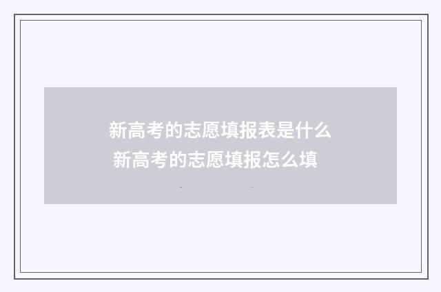 新高考的志愿填报表是什么 新高考的志愿填报怎么填