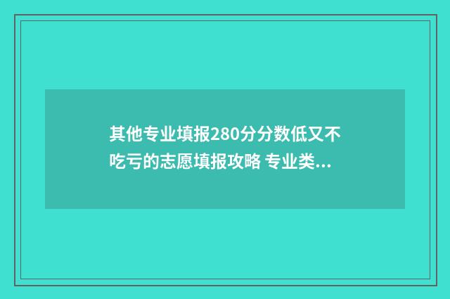其他专业填报280分分数低又不吃亏的志愿填报攻略 专业类别填其他