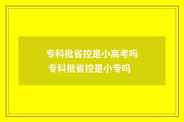 专科批省控是小高考吗 专科批省控是小专吗