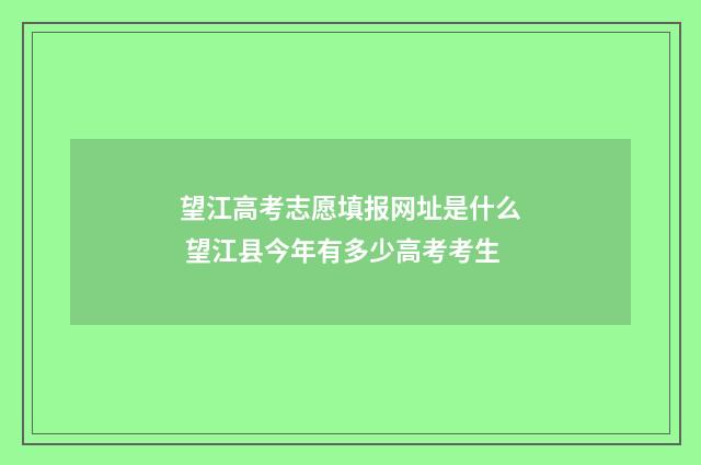 望江高考志愿填报网址是什么 望江县今年有多少高考考生