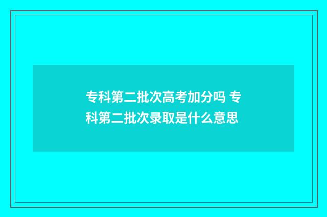 专科第二批次高考加分吗 专科第二批次录取是什么意思