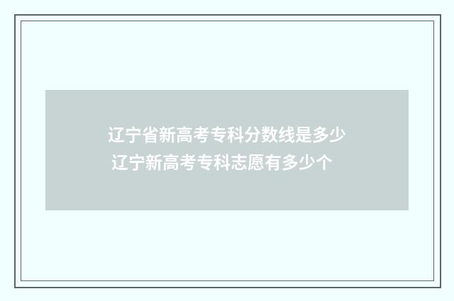辽宁省新高考专科分数线是多少 辽宁新高考专科志愿有多少个