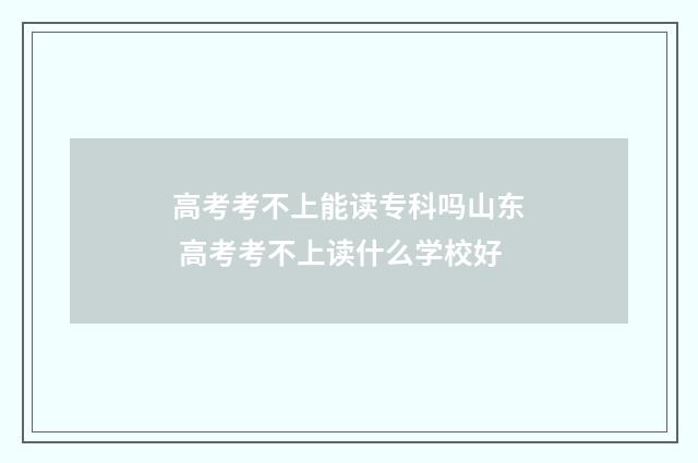 高考考不上能读专科吗山东 高考考不上读什么学校好