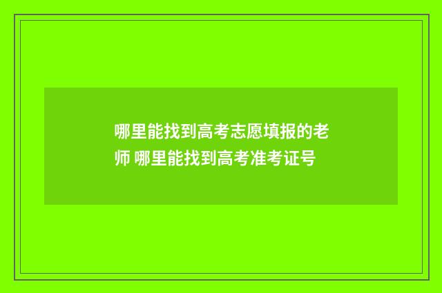 哪里能找到高考志愿填报的老师 哪里能找到高考准考证号