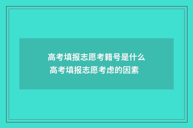 高考填报志愿考籍号是什么 高考填报志愿考虑的因素