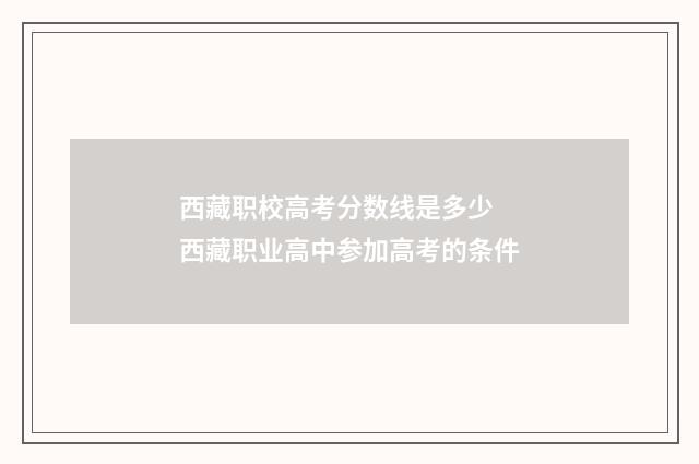 西藏职校高考分数线是多少 西藏职业高中参加高考的条件