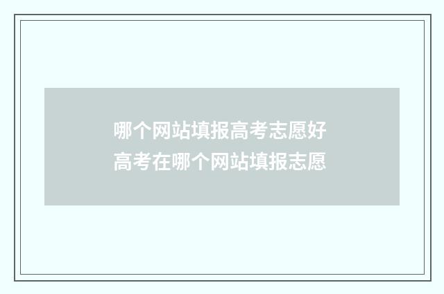 哪个网站填报高考志愿好 高考在哪个网站填报志愿