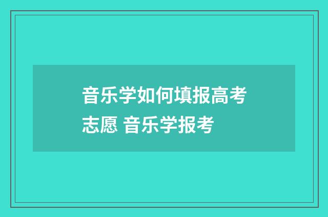 音乐学如何填报高考志愿 音乐学报考