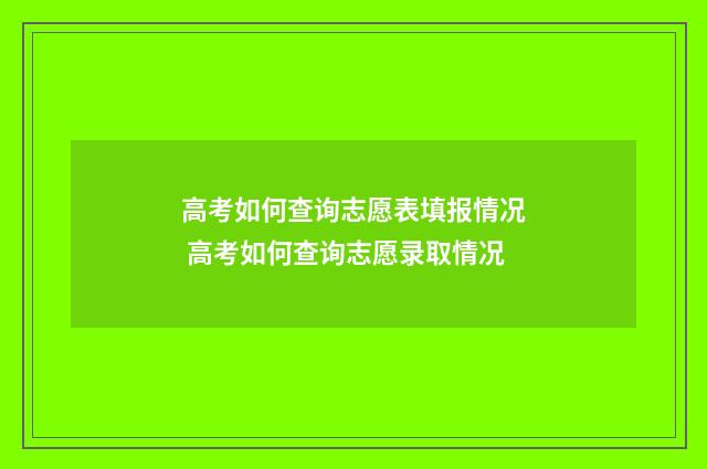 高考如何查询志愿表填报情况 高考如何查询志愿录取情况