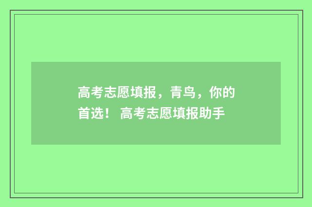高考志愿填报,青鸟,你的首选! 高考志愿填报助手